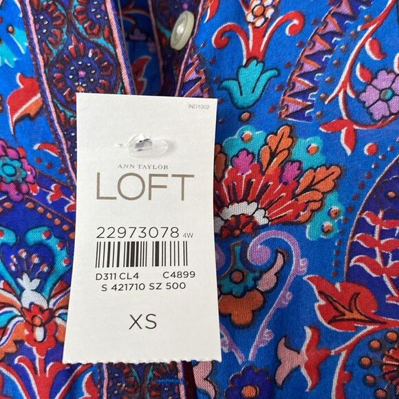 NWT New Loft Blue Floral Softened Shirt Size XS - Picture 4 of 12